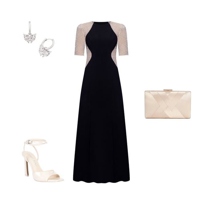 sachin and babi light blue dress Xscape Petite Size Beaded Mesh Short Sleeve Sheath Gown