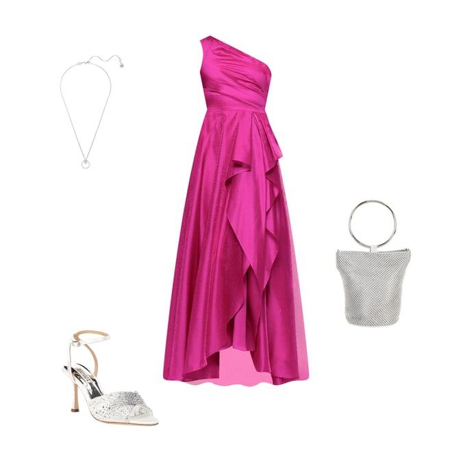 Xscape One Shoulder Cascading Side Ruffle Organza A-Line