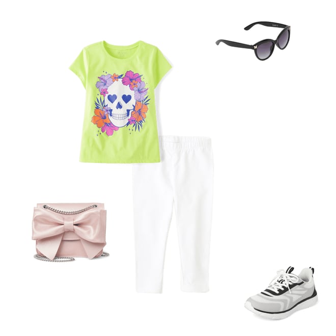 2nd bundle featuring 4 items which compliment Girls Summerween Skull Flowers Graphic Tee
