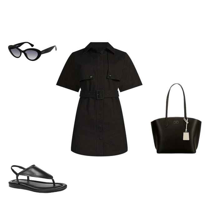 Le' AL.X Short Sleeve Snap Collar Belted Mini Shirt Dress