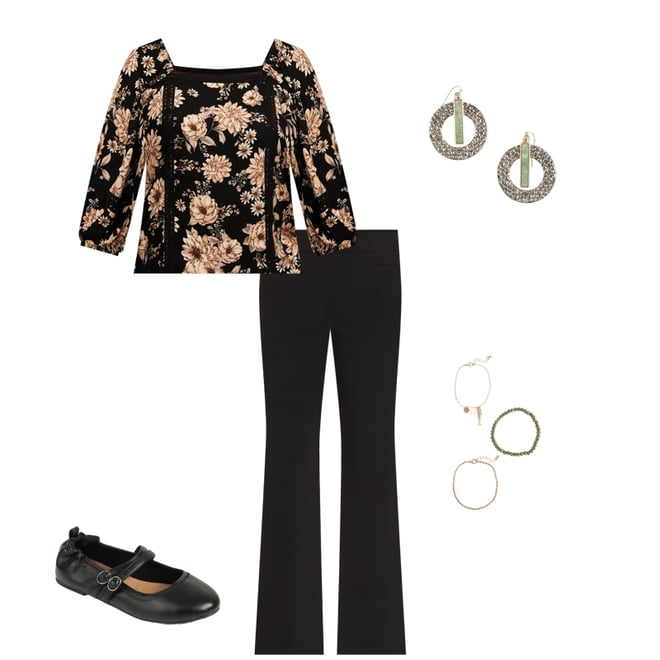 Plus Size Floral Crochet Trim Blouse