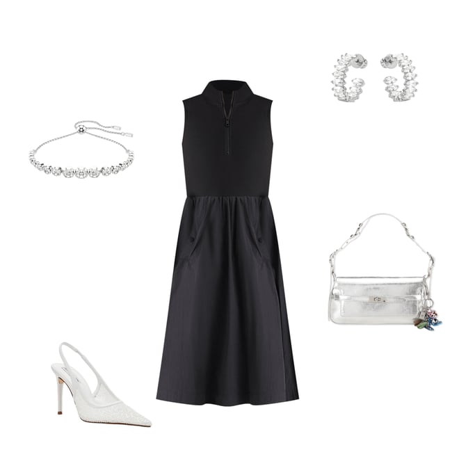 Steve Madden Berlin Mock Neck Half Zip Sleeveless Midi Dress