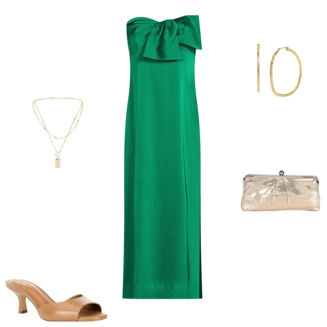 LiLi&LuLu　　0206 Lilly Pulitzer Carlynn Satin Bow Strapless Side Slit Maxi