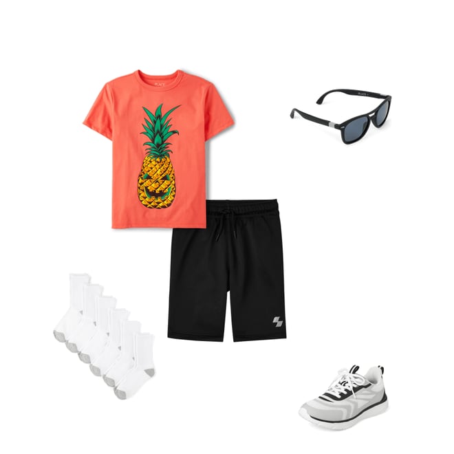 少年漫画 apple-pineapple Boys Short Sleeve Summerween Skull Pineapple Graphic Tee