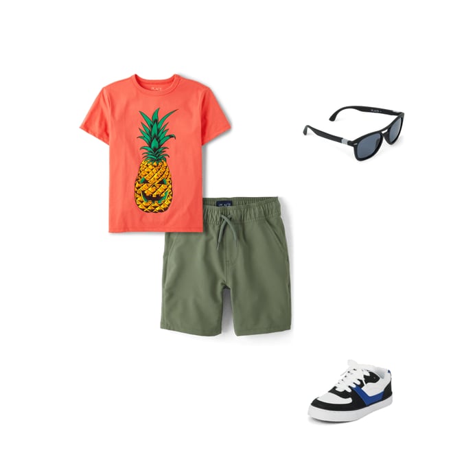 Boys Short Sleeve Summerween Skull Pineapple Graphic Tee