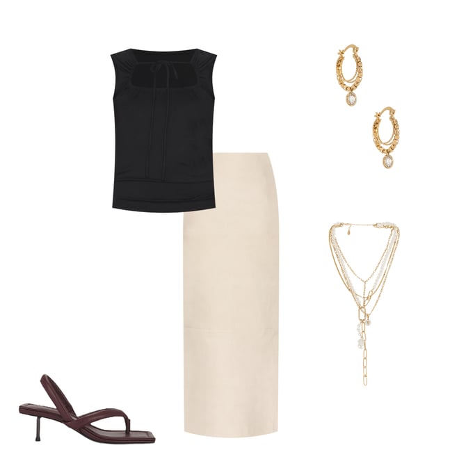4th bundle featuring 4 items which compliment by Marianna Kofi Suede Maxi Skirt