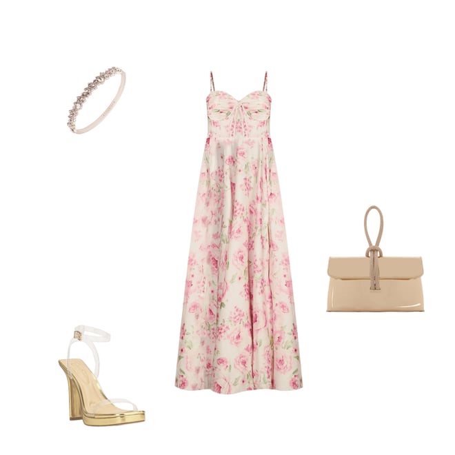 B. Darlin Floral Spaghetti Strap Bustier Pleated Dress B. Darlin Floral Spaghetti Strap Bustier Pleated Dress