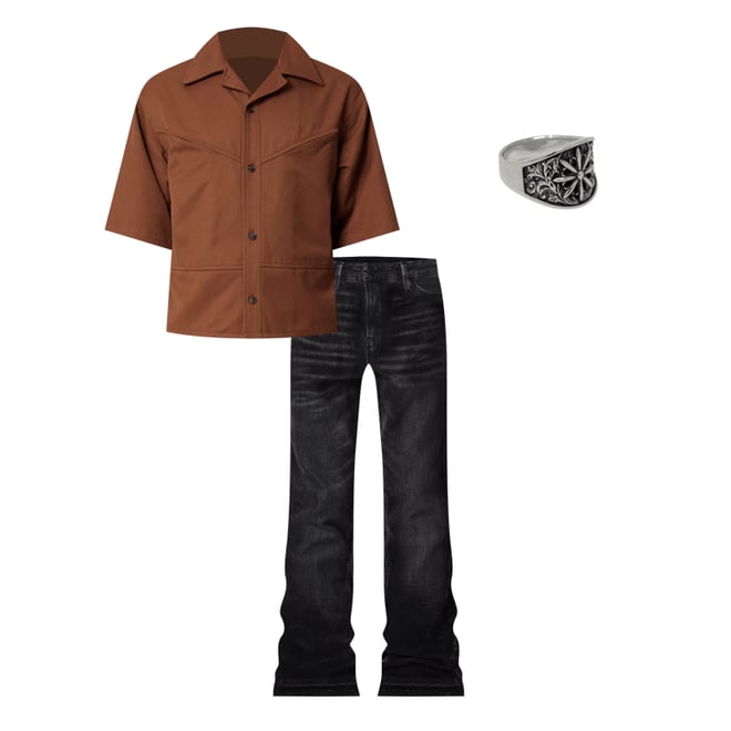 Cropped Western Front Shirt - Brown | mnml | shop now