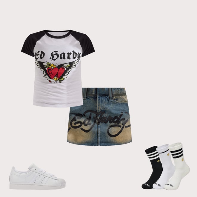 Ed Hardy Heart Wings Raglan Tee