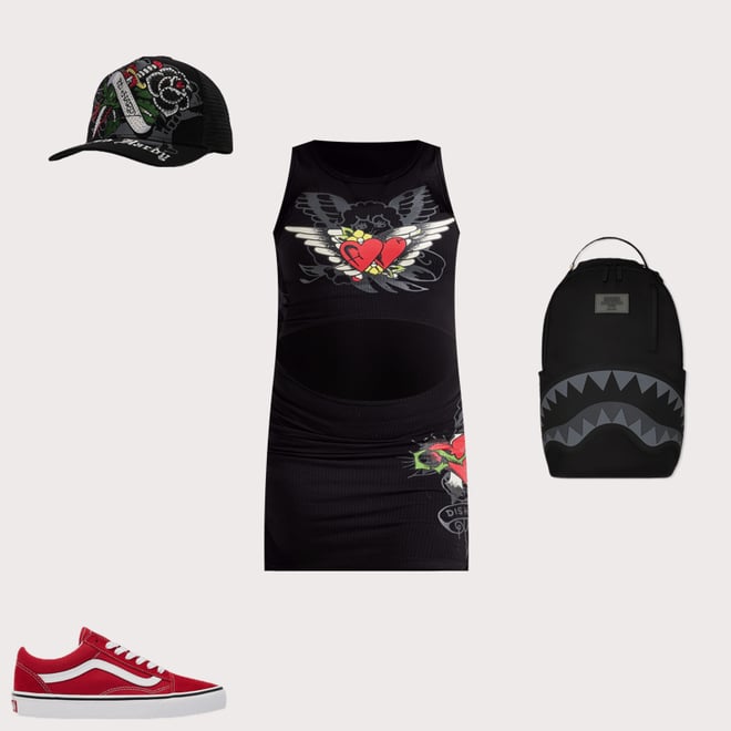 Ed Hardy HEART WINGS リブ タンクドレス Heart Wings Cut Out Rib Tank Dress