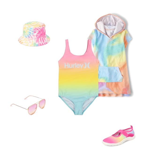 2nd bundle featuring 4 items which compliment Girls Rainbow Tie Dye Terry Swim Cover-Up