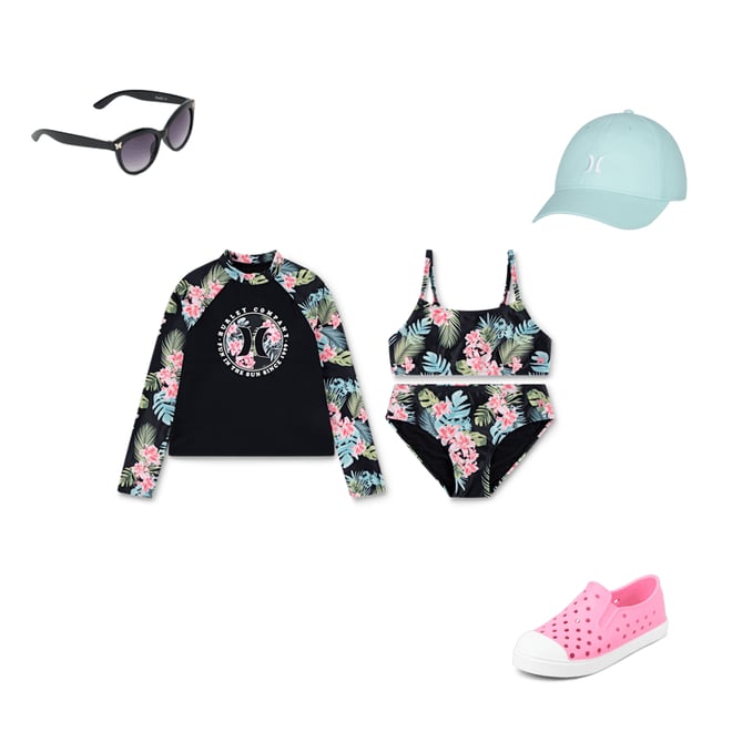 Girls Hurley Tropical 3-Piece Swimsuit - BLACK | The Girls Hurley Tropical 3-Piece Swimsuit - BLACK | The