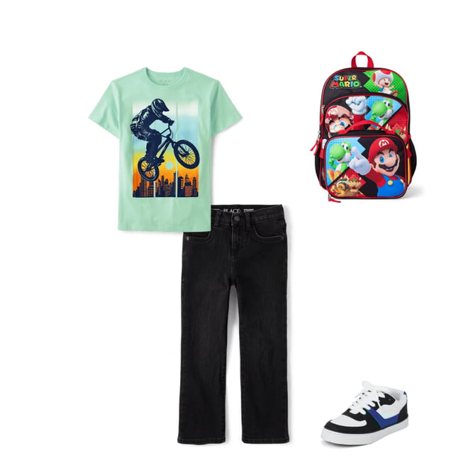 2nd bundle featuring 3 items which compliment Boys Biker Graphic Tee