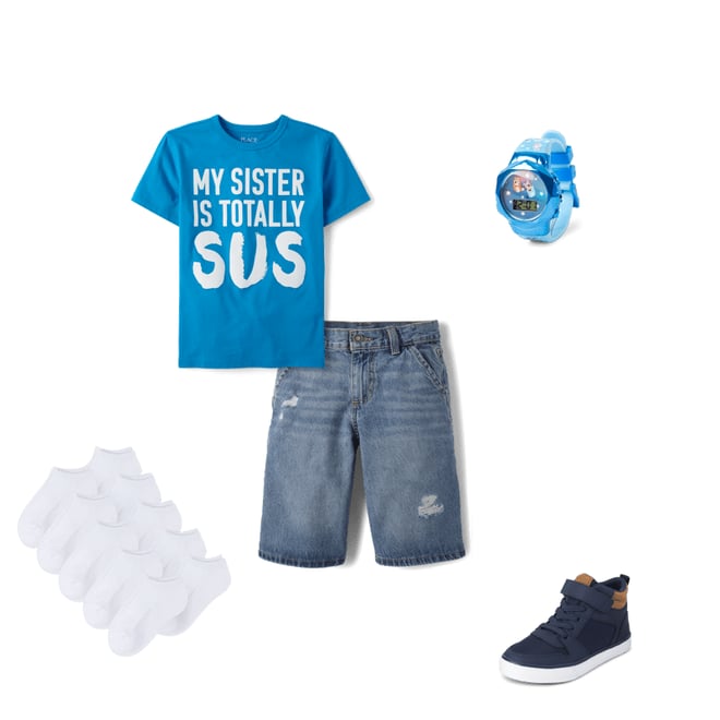 7th bundle featuring 4 items which compliment Boys Contrast Cuff High Top Sneakers