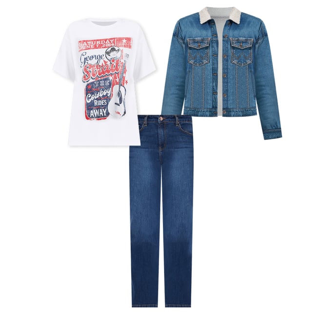 Women's Wrangler Retro® George Strait Oversized Band Tee in Bright White