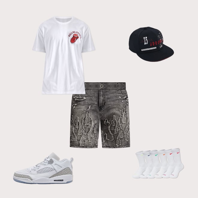 Smoke Rise Flame Applique Shorts
