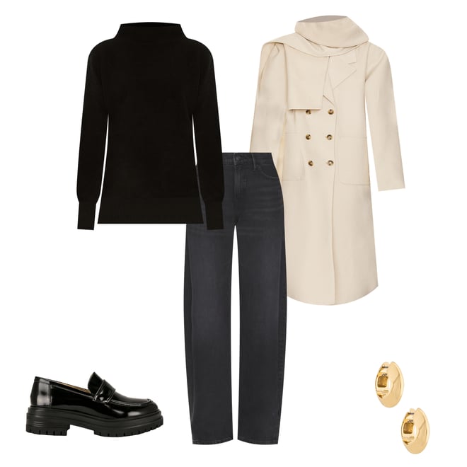 1st bundle featuring 4 items which compliment Oversized Coat With Detachable Scarf