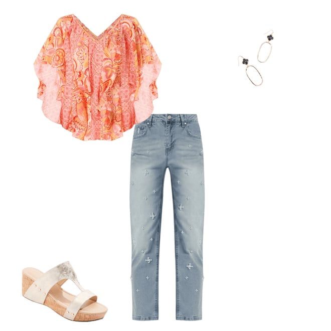  Cato Fashions | Cato Peach Floral Capelet