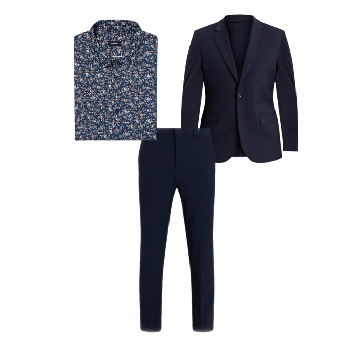 Extra Slim Floral Wrinkle-resistant Everyday Performance Dress Shirt