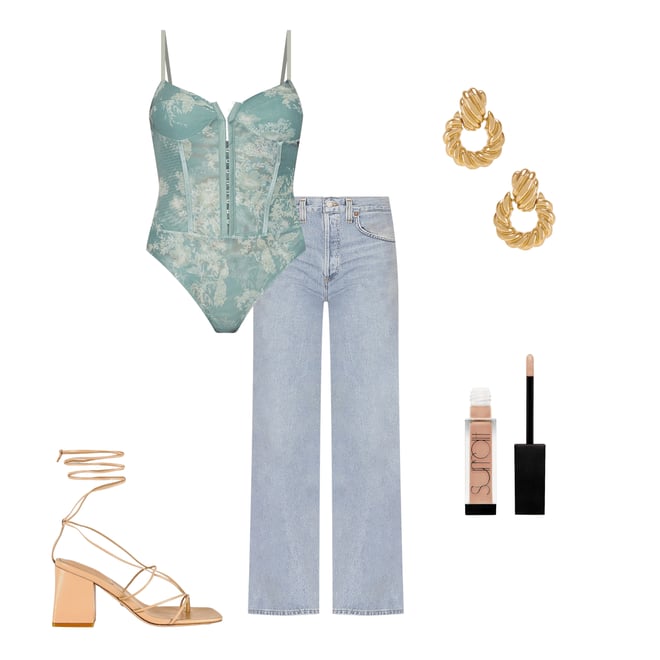 2nd bundle featuring 4 items which compliment x Intimately FP Night Rhythm Corset Bodysuit In Sage Combo
