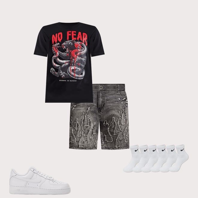 Smoke Rise Flame Applique Shorts