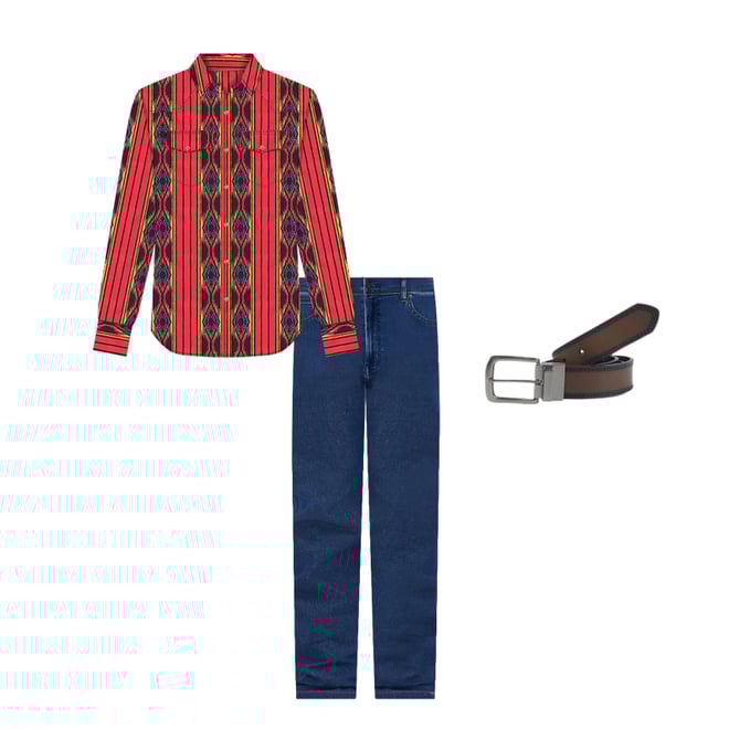Men's Checotah® Long Sleeve Western Snap Printed Shirt in Amaranth