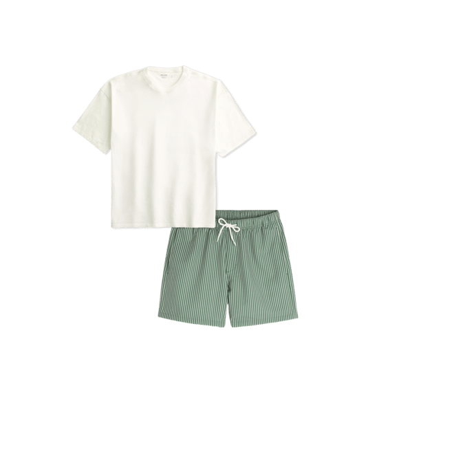 Mid-Thigh Seersucker Volley Swim Shorts