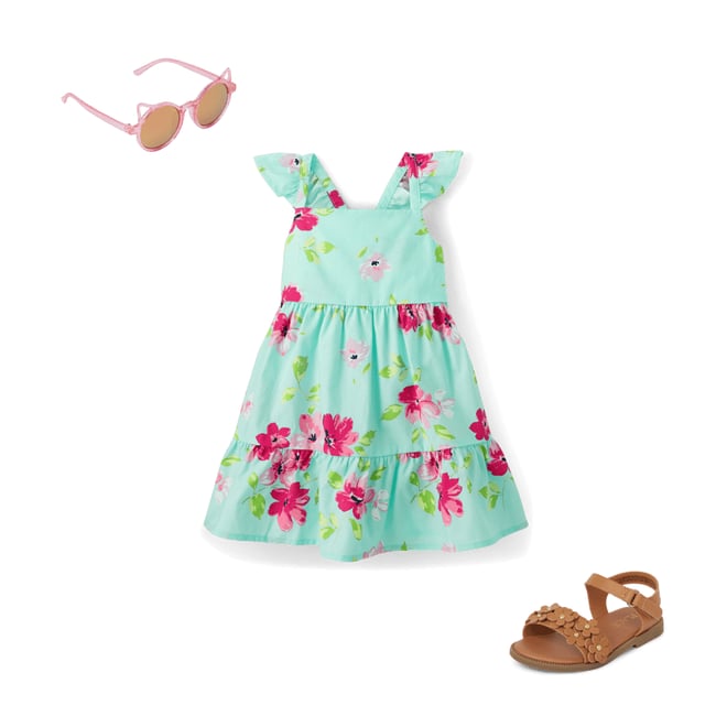 1st bundle featuring 2 items which compliment Toddler Girls Floral Bow Back Poplin Ruffle Dress