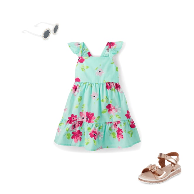 5th bundle featuring 2 items which compliment Toddler Girls Floral Bow Back Poplin Ruffle Dress