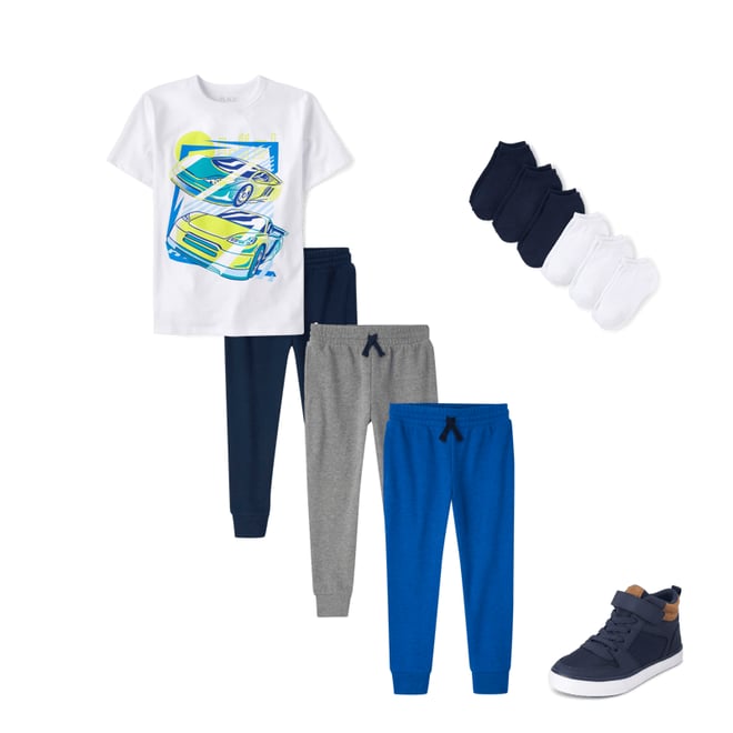 5th bundle featuring 3 items which compliment Boys Contrast Cuff High Top Sneakers