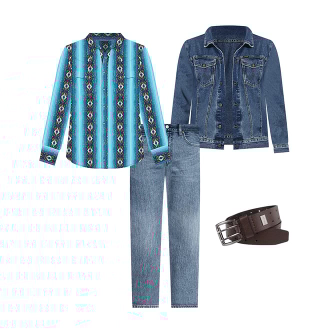 Men's Checotah® Long Sleeve Western Snap Printed Shirt in Sea Salt Blue