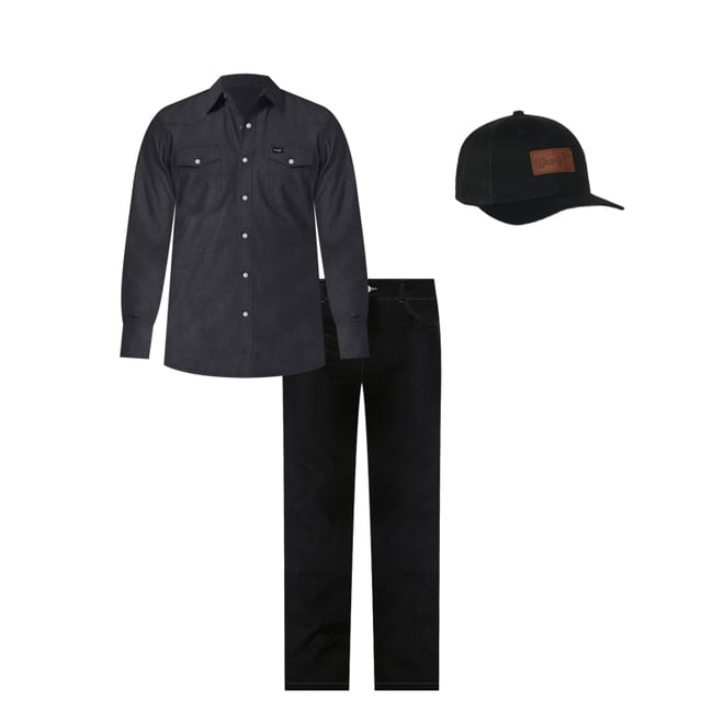 Wrangler® Cowboy Cut® Stretch Slim Fit Jean in Black Stretch