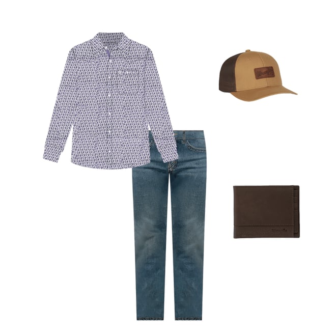 Wrangler® George Strait™ Long Sleeve Button Down One Pocket Shirt in Amethyst Fin