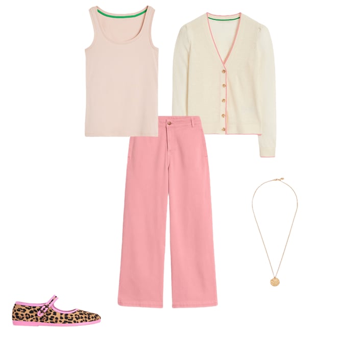 1st bundle featuring 4 items which compliment Cropped Fluid Jeans-Almond Pink