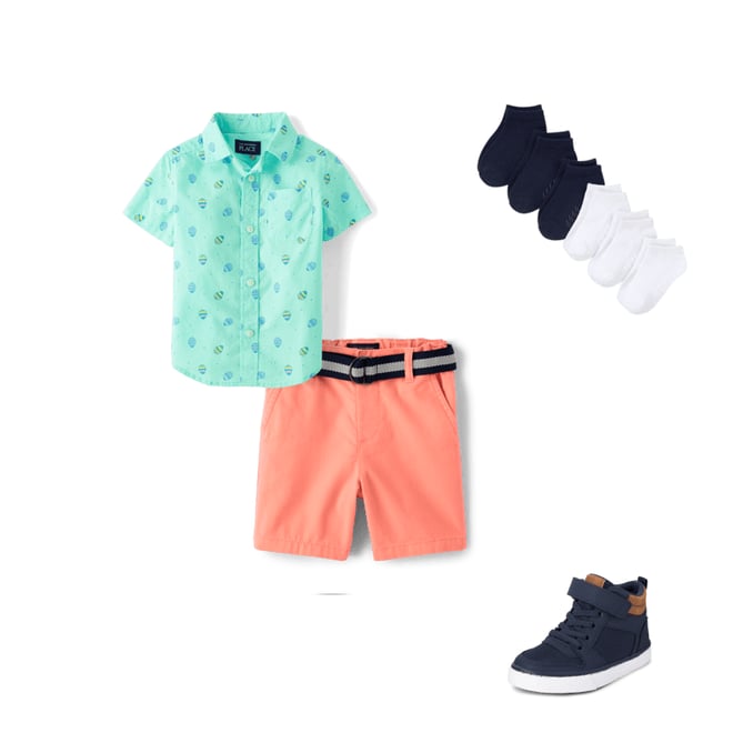 Boys Short Sleeve Dress Shirt Baby Boys' Easter Egg Print Button