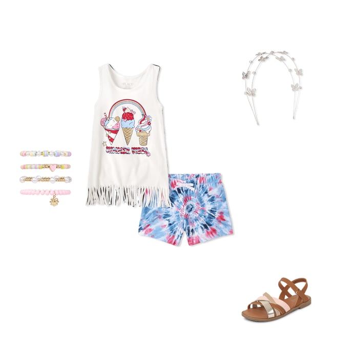 3rd bundle featuring 3 items which compliment Girls Americana Summer 2-Piece Outfit Set