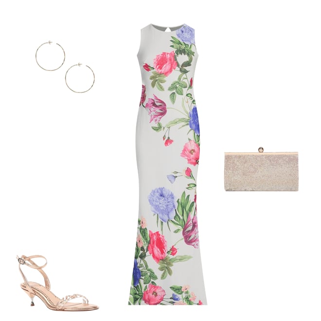 Vince Camuto Woven Floral Print Round Neck Sleeveless Maxi Vince Camuto Woven Floral Print Round Neck Sleeveless Maxi
