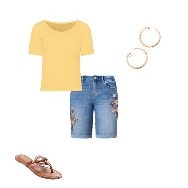  Cato Fashions | Cato Floral Embroidered Denim Shorts