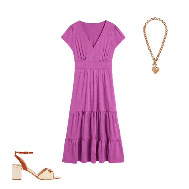 5th bundle featuring 2 items which compliment Eloise Tiered Jersey Dress-Foxglove Purple