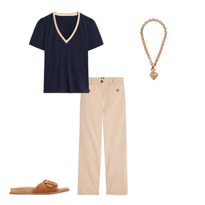 2nd bundle featuring 3 items which compliment Metallic Trim V Neck T-shirt-Navy