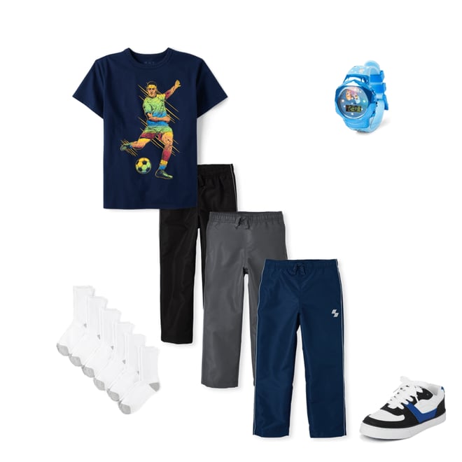 2nd bundle featuring 4 items which compliment Boys Soccer Player Graphic Tee