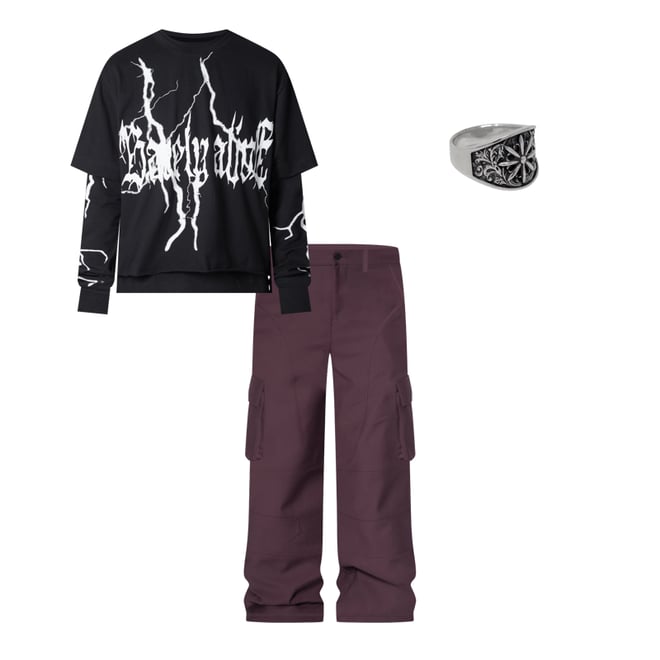 Baggy Cargo Trouser Pants - Burgundy | mnml | shop now