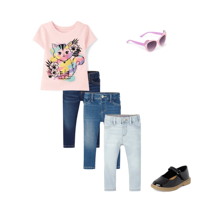 3rd bundle featuring 3 items which compliment Baby And Toddler Girls Cat Graphic Tee