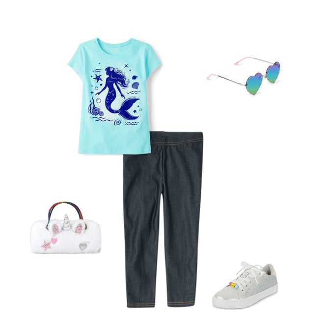 6th bundle featuring 4 items which compliment Girls Mermaid Graphic Tee