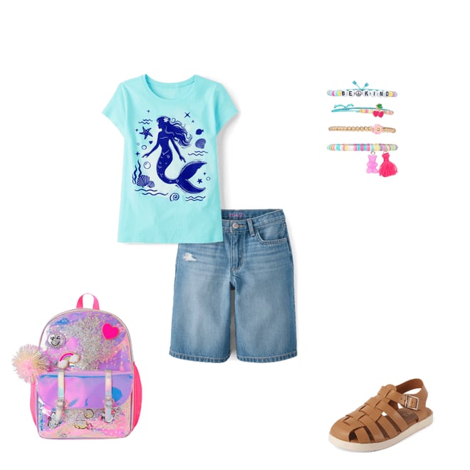 1st bundle featuring 4 items which compliment Girls Mermaid Graphic Tee