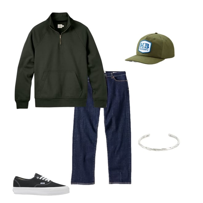 Flint and Tinder 10-Year Quarter Zip Sweatshirt - Forest