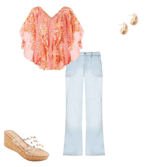  Cato Fashions | Cato Peach Floral Capelet