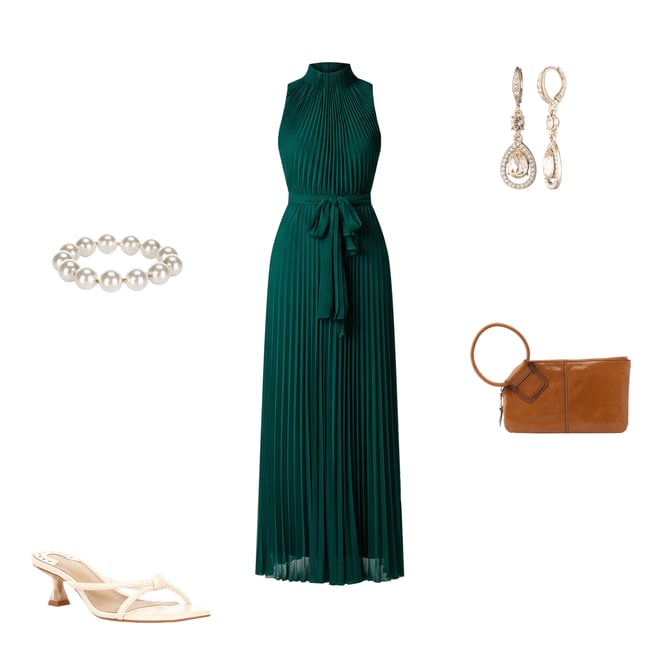 Aidan Mattox Pleated Georgette Sleeveless Wide Leg Jumpsuit