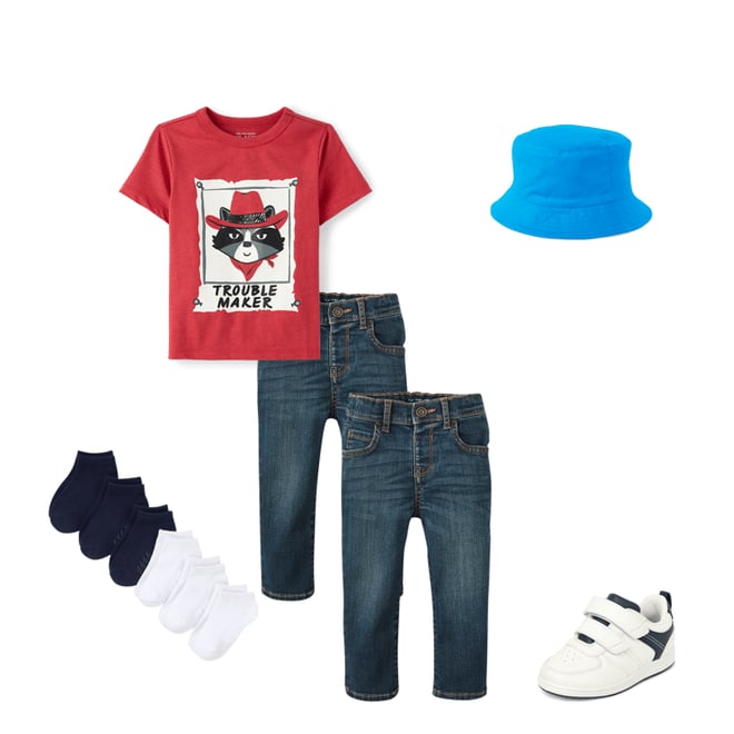 2nd bundle featuring 4 items which compliment Baby And Toddler Boys Trouble Maker Graphic Tee