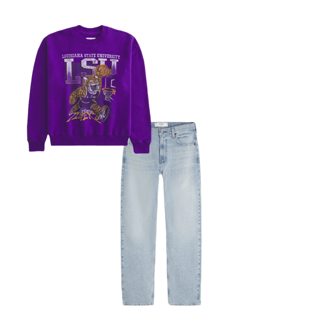 Boxy LSU Tigers Graphic Crew Sweatshirt
